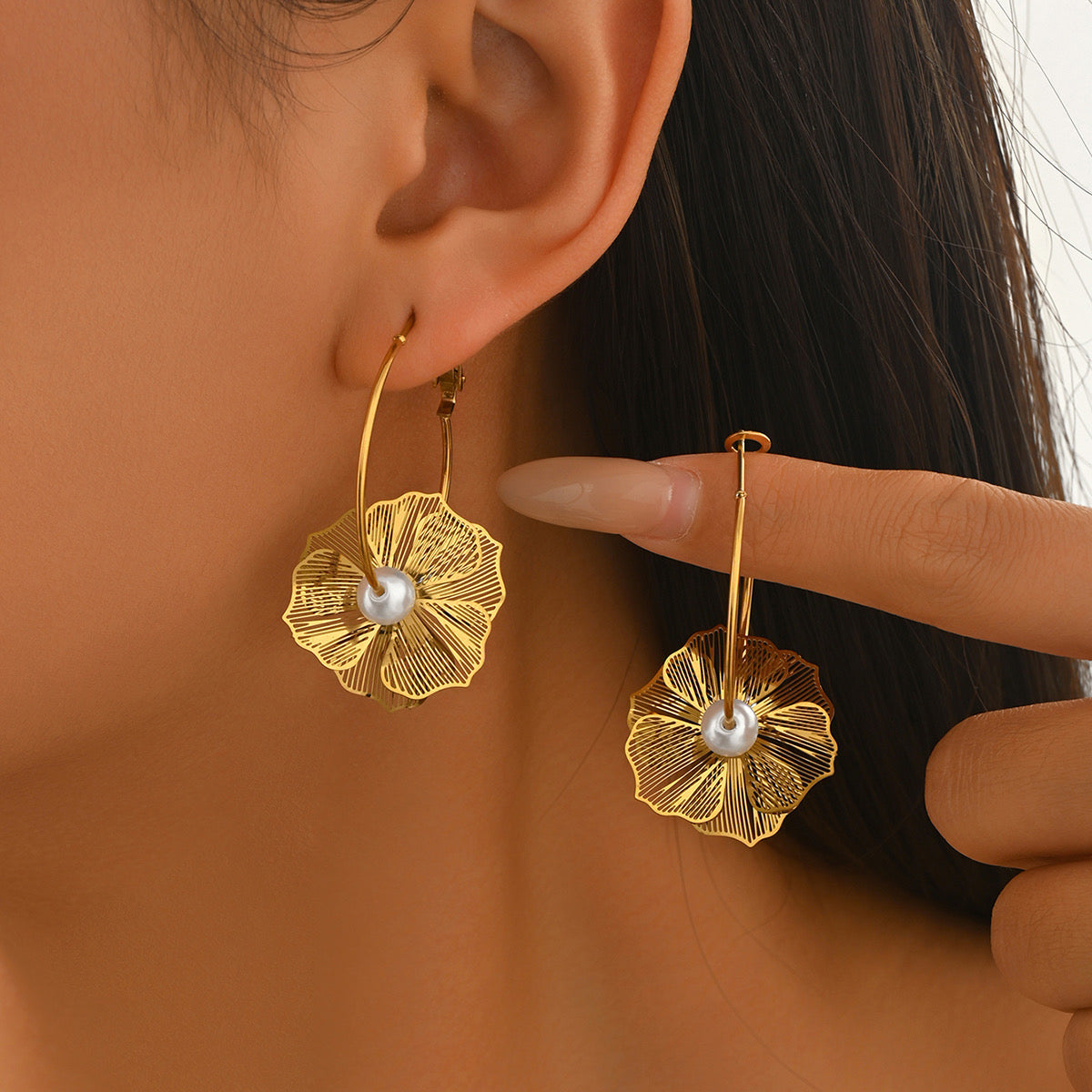 Pendientes Flor Perla