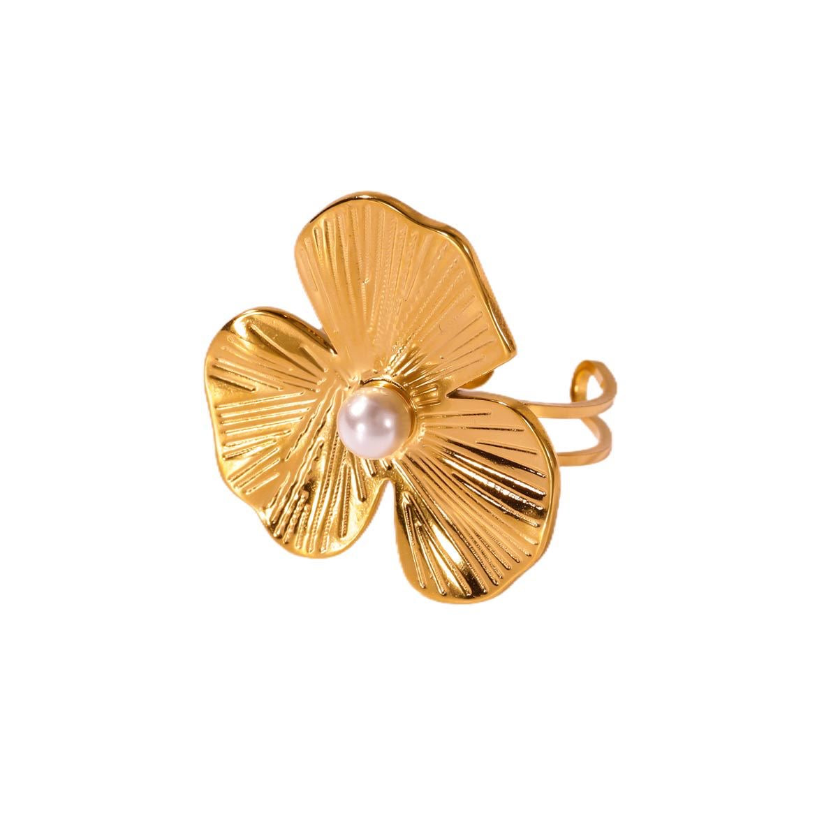 Anillo flor perla